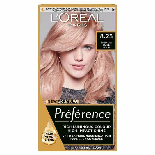 L'Oreal Preference Permanent Colour 8.23 Medium Rose Gold (Case of 3)