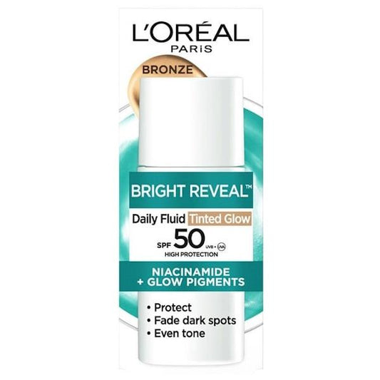 L'Oreal Bright Reveal Daily Fluid Tinted Glow SPF50 Bronze 50ml (Case of 6)