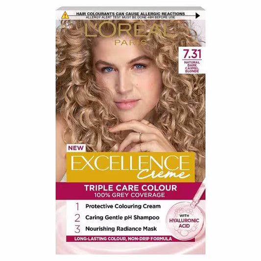 L'Oreal Excellence Creme Triple Care Colour 7.31 Natural Dark Caramel Blonde (Case of 3)