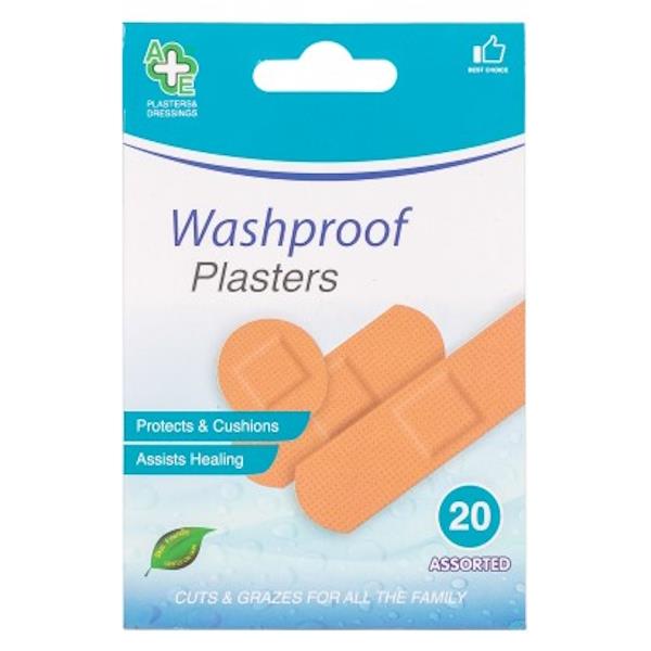 A&E Washproof Plasters 20 Assorted (Case of 24)