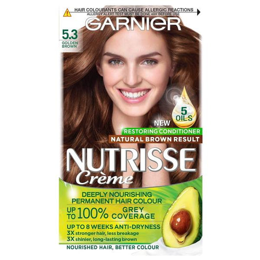 (LT) Garnier Nutrisse Creme Permanent Colour 5.3 Golden Brown (Case of 3)