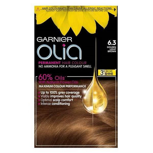 Garnier Olia Permanent Hair Colour 6.3 Golden Light Brown (Case of 3)