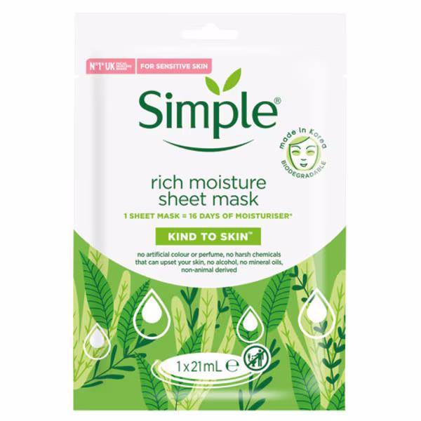 Simple Kind To Skin Rich Moisture Sheet Mask (Case of 10)