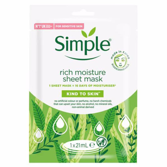 Simple Kind To Skin Rich Moisture Sheet Mask (Case of 10)