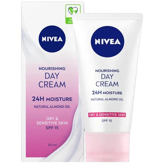 Nivea Nourishing Day Cream Dry & Sensitive Skin SPF15 50ml (Case of 3)