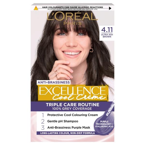 L'Oreal Excellence Cool Creme Triple Care Colour 4.11 Ultra Ash Brown (Case of 3)