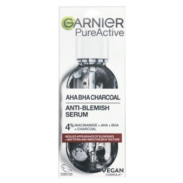 Garnier Skin Active AHA + BHA Charcoal Anti-Blemish Serum 30ml (Case of 6)