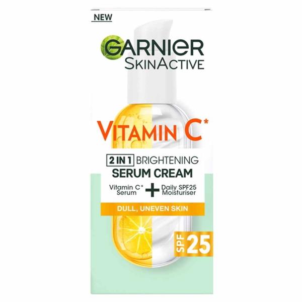 Garnier Skin Active Vitamin C 2in1 Brightening Serum Cream SPF25 50ml (Case of 6)