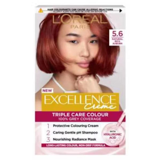 L'Oreal Excellence Creme Triple Care Colour 5.6 Natural Rich Auburn (Case of 3)