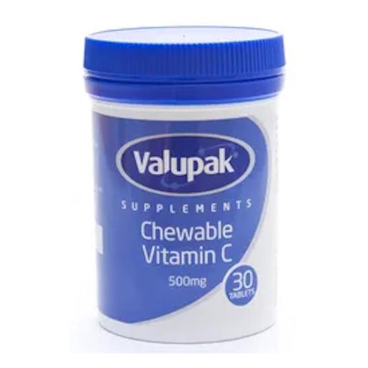 Valupak Vitamins Chewable Vitamin C 500mg 30 Tablets (Case of 6)