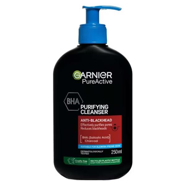 Garnier Pure Active Purifying Charcoal Anti-Blackhead Cleanser 250ml (Case of 6)