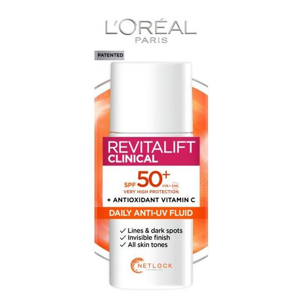 L'Oreal Revitalift Clinical Daily Anti-UV Fluid SPF50+ 50ml (Case of 6)