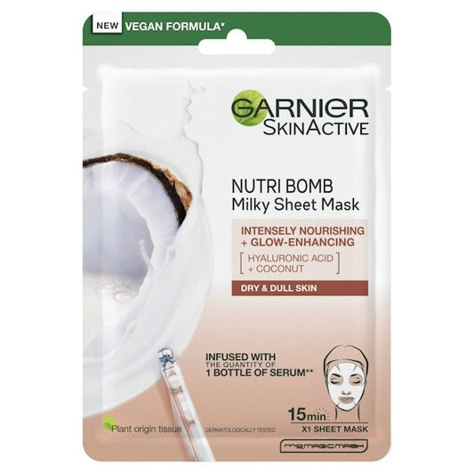 Garnier Skin Active Nutri Bomb Milky Tissue Mask Coconut + Hyaluronic Acid (Case of 20)