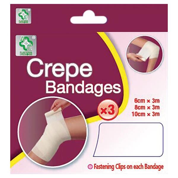 A&E Crepe Bandages 3 Pack (Case of 12)