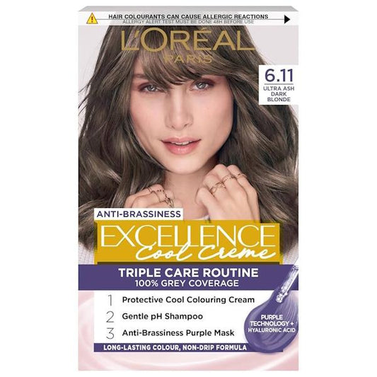 L'Oreal Excellence Cool Creme Triple Care Colour 6.11 Ultra Ash Dark Blonde (Case of 3)