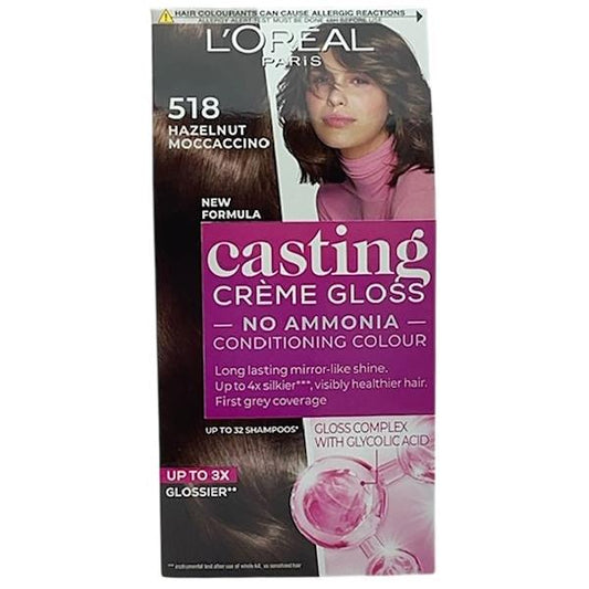 L'Oreal Casting Creme Gloss Hair Colour 518 Hazelnut Moccaccino (Case of 3)