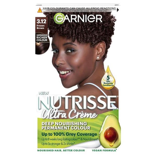 Garnier Nutrisse Creme Permanent Colour 3.12 Frozen Brown (Case of 3)