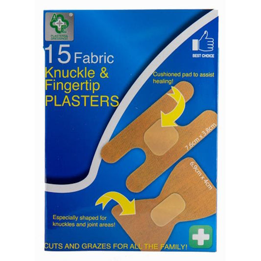 A&E Knuckle & Fingertip Fabric Plasters 15 Plasters (Case of 12)