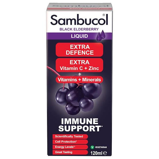 Sambucol Immune Support Liquid Extra Defence Black Elderberry 120ml
