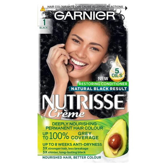 (LT) Garnier Nutrisse Creme Permanent Colour 1 Black (Case of 3)