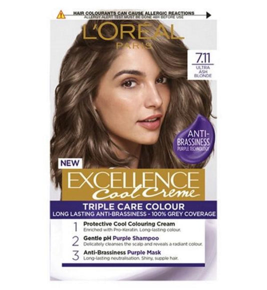 (LT) L'Oreal Excellence Cool Creme Triple Care Colour 7.11 Ultra Ash Blonde (Case of 3)