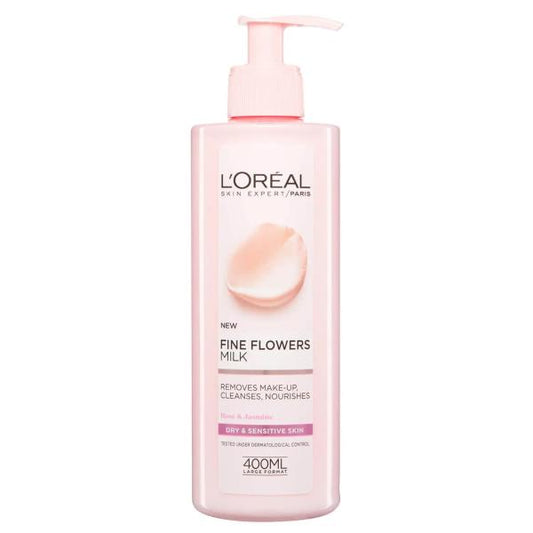 (LT) L'Oreal Fine Flowers Cleansing Milk For Dry & Sensitive Skin 400ml (Case of 6)