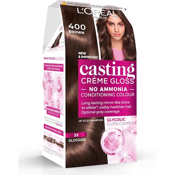 (LT) L'Oreal Casting Creme Gloss Semi-Permanent Hair Colour 400 Brown (Case of 3)