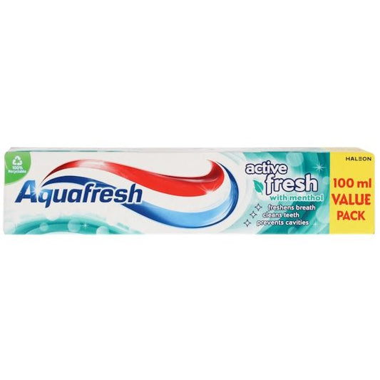 Aquafresh Active Fresh with Menthol Toothpaste 100ml (Case of 12)