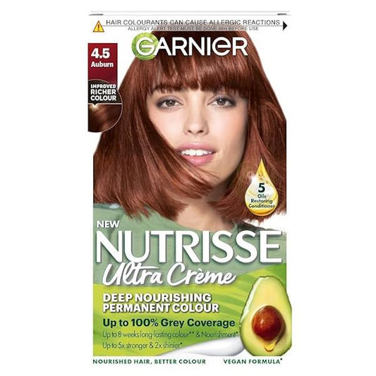 Garnier Nutrisse Creme Permanent Colour 4.5 Auburn (Case of 3)