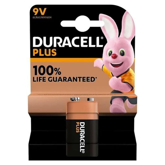 Duracell Plus Alkaline Batteries 9V 1 Pack (Case of 10)