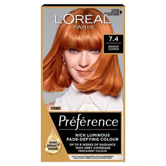 L'Oreal Preference Permanent Colour 7.4 Mango Copper (Case of 3)
