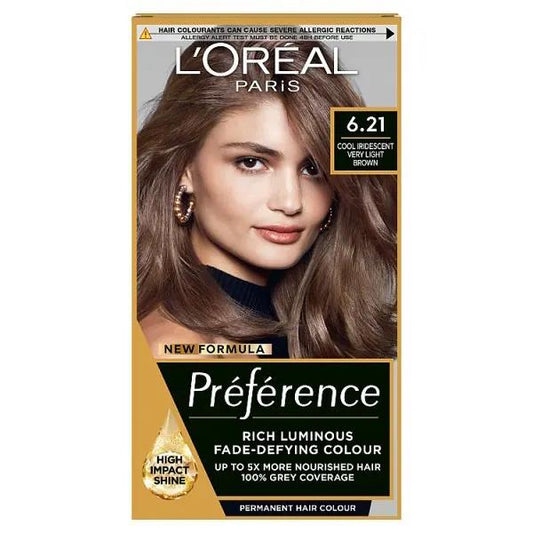 L'Oreal Preference Permanent Colour 6.21 Cool Iridescent Very Light Brown (Case of 3)