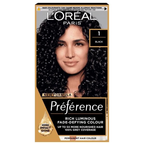 L'Oreal Preference Permanent Colour 1 Black (Case of 3)