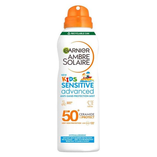 Garnier Ambre Solaire Kids Sensitive Advanced Anti-Sand Protection Mist SPF50+ 150ml (Case of 6)