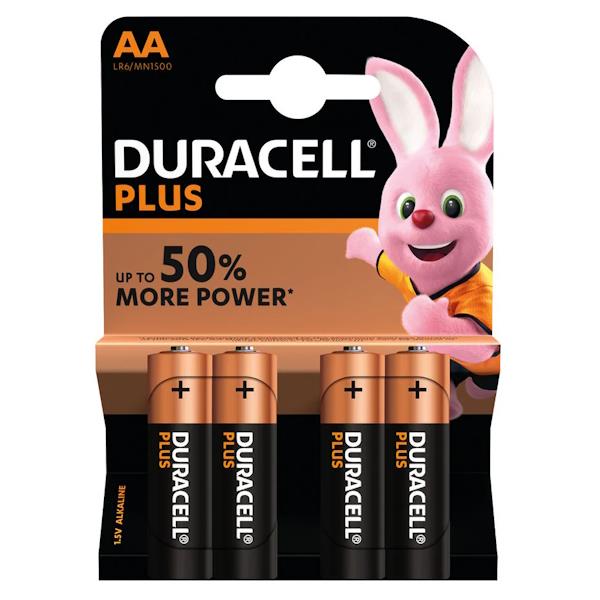 Duracell Plus Alkaline Batteries AA 4 Pack (Case of 20)