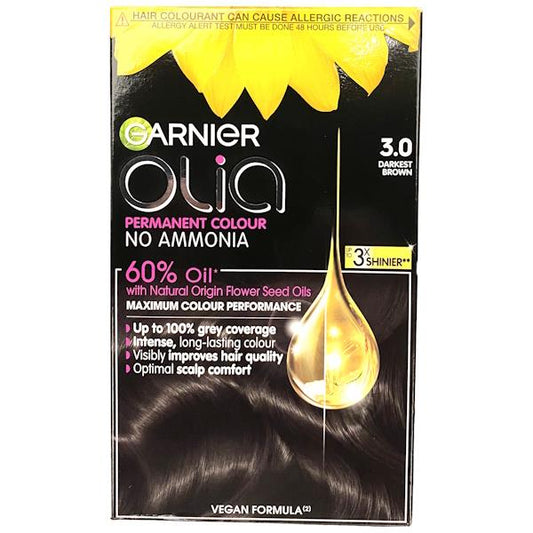 (LT) Garnier Olia Midnight Permanent Hair Colour 3.0 Darkest Brown (Case of 3)