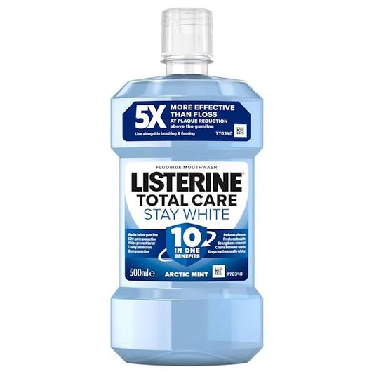 Listerine Fluoride Mouthwash Total Care Stay White 500ml (Case of 6)