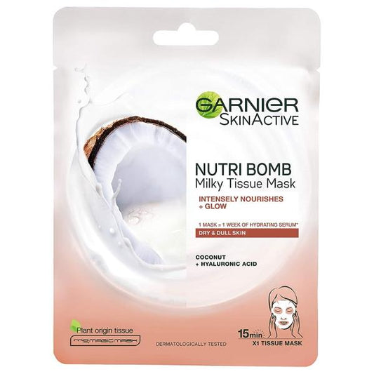 (LT) Garnier Skin Active Nutri Bomb Milky Tissue Mask Coconut + Hyaluronic Acid (Case of 20)