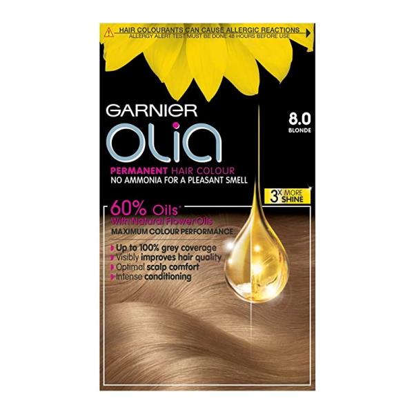 (LT) Garnier Olia Permanent Hair Colour 8.0 Blonde (Case  of 3)
