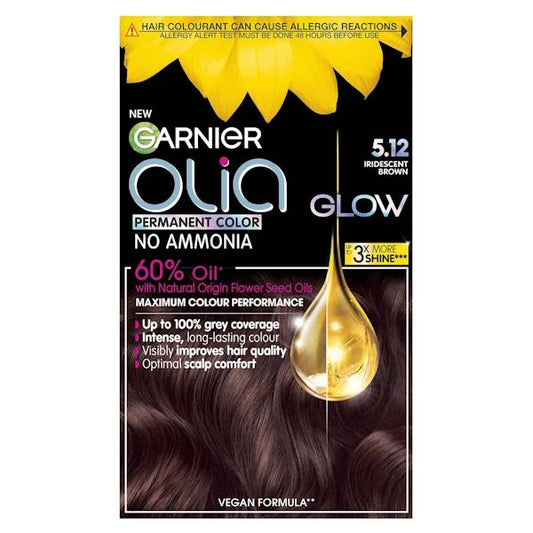 (LT) Garnier Olia Permanent Hair Colour 5.12 Iridescent Brown (Case of 3)