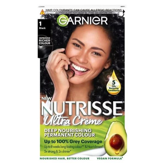 Garnier Nutrisse Creme Permanent Colour 1 Black (Case of 3)