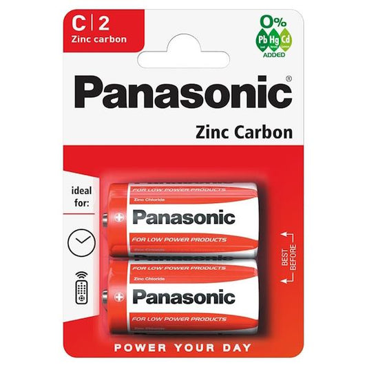 Panasonic Zinc Carbon Batteries C 2 Pack (Case of 12)
