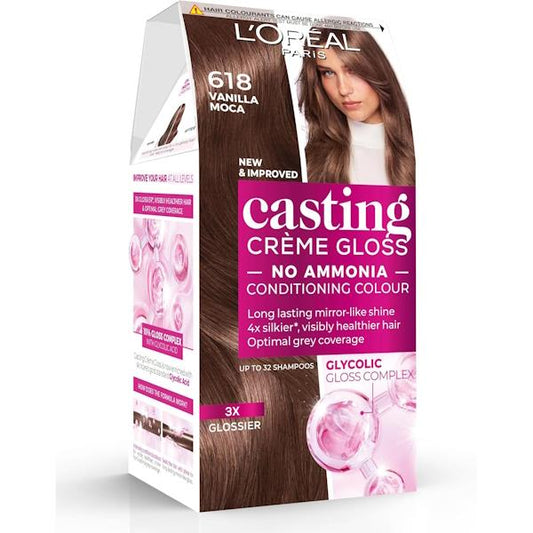 L'Oreal Casting Creme Gloss Semi-Permanent Hair Colour 618 Vanilla Mocha (Case of 3)