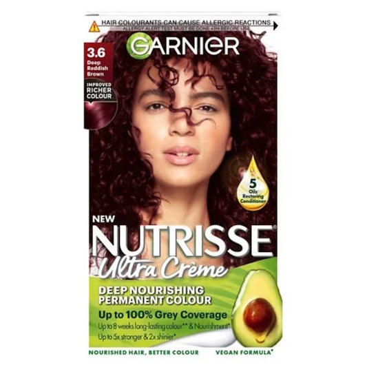 Garnier Nutrisse Creme Permanent Colour 3.6 Deep Reddish Brown (Case of 3)