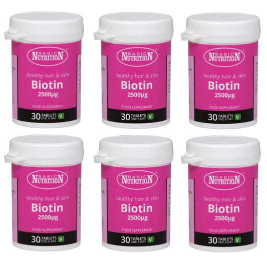 Basic Nutrition Biotin 2500ug 30 Tablets (Case of 6)