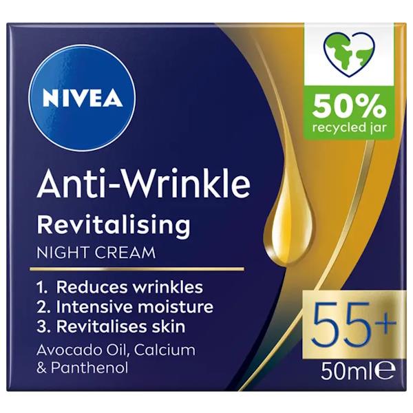 Nivea Anti-Wrinkle Revitalising 55+ Night Cream 50ml (Case of 3)