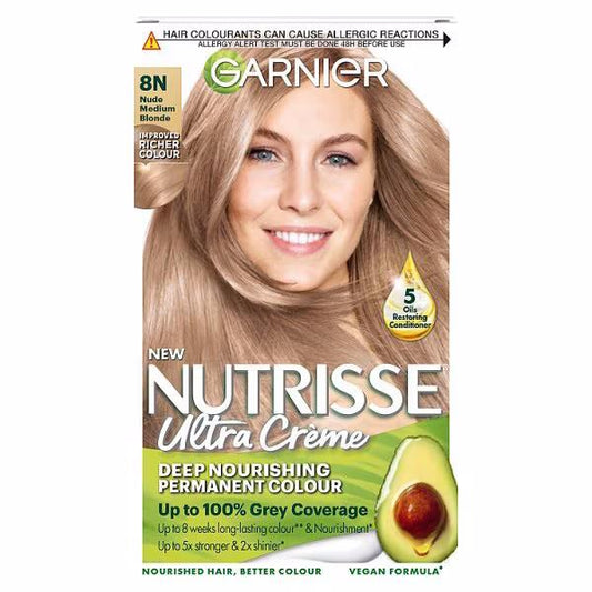 Garnier Nutrisse Creme Permanent Colour 8N Nude Medium Blonde (Case of 3)