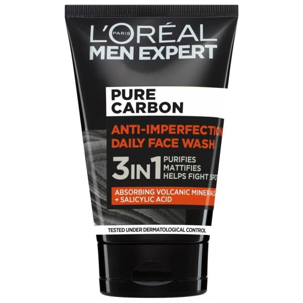 L'Oreal Men Expert Pure Carbon Anti-Imperfection 3in1 Daily Face Wash 100ml (Case of 6)