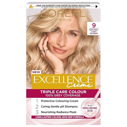 L'Oreal Excellence Creme Triple Care Colour 9 Natural Light Blonde (Case of 3)