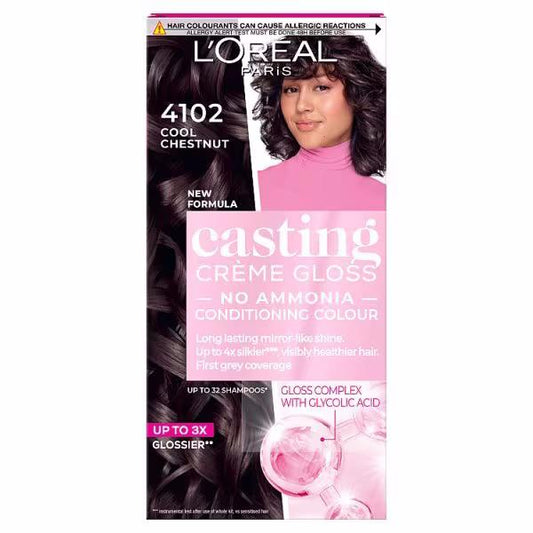 (LT) L'Oreal Casting Creme Gloss Semi-Permanent Hair Colour 4102 Cool Chestnut (Case of 3)